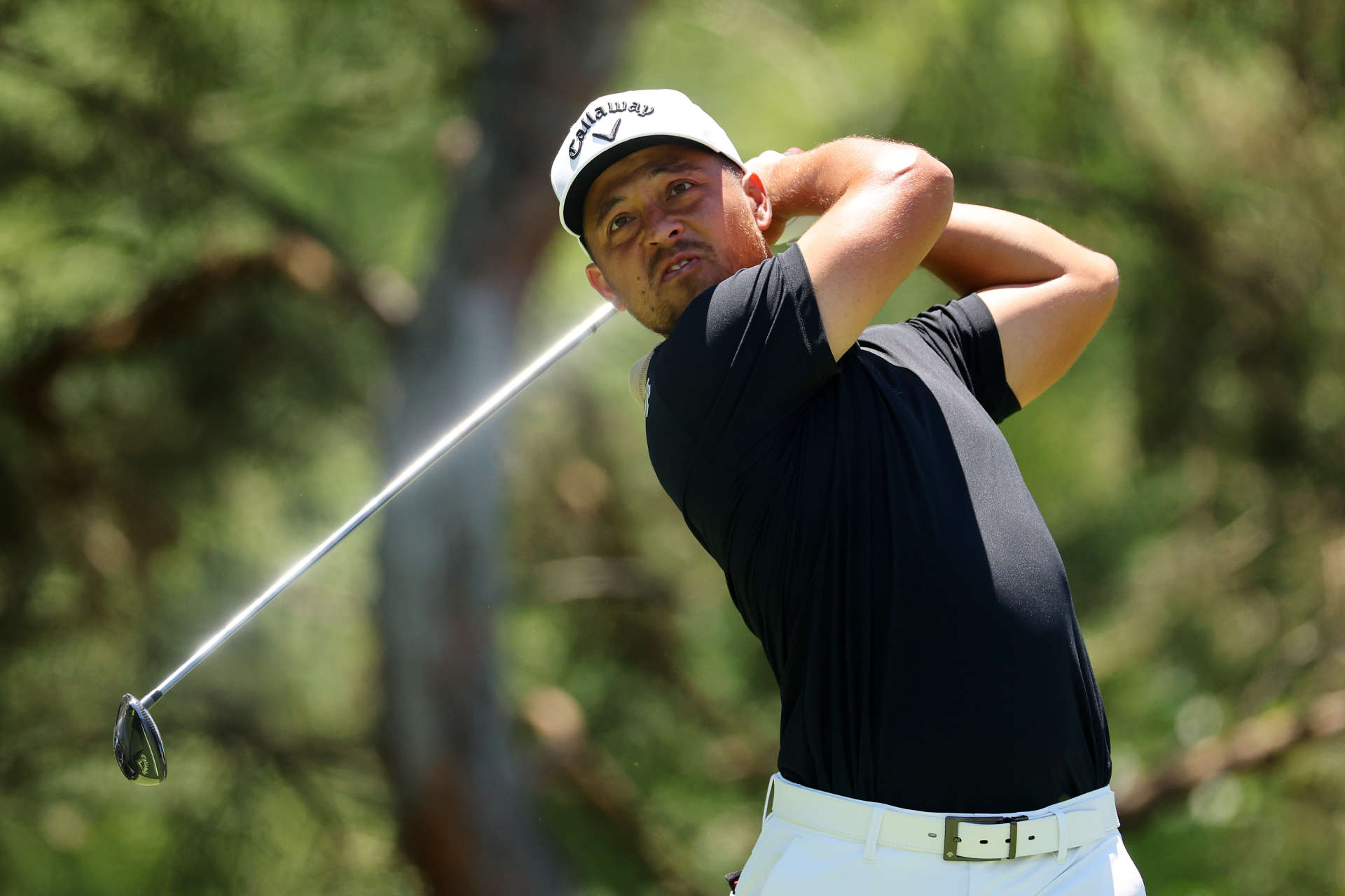 DUBLIN, OHIO - JUNE 09: Xander Schauffele of the United States plays his shot from the second tee during the final round of the Memorial Tournament presented by Workday at Muirfield Village Golf Club on June 09, 2024 in Dublin, Ohio. (Photo by Michael Reaves/Getty Images)