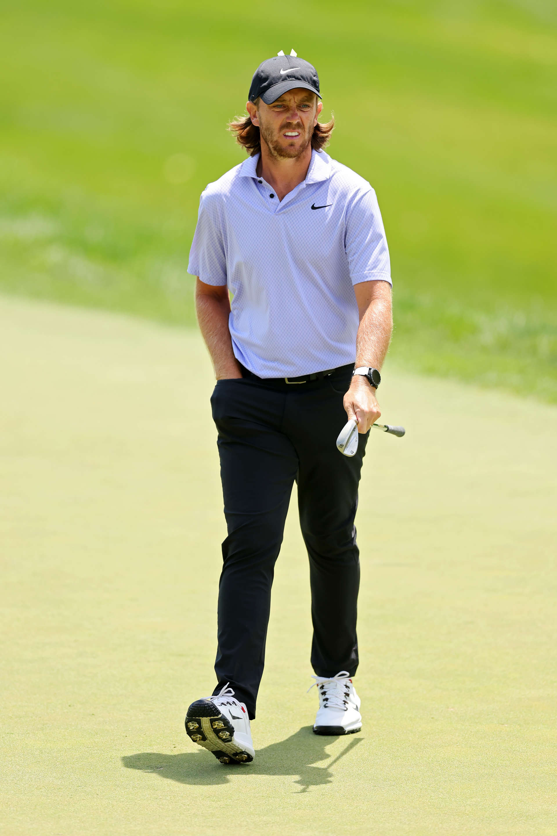 DUBLIN, OHIO - JUNE 09: Tommy Fleetwood of England walks to the fourth green during the final round of the Memorial Tournament presented by Workday at Muirfield Village Golf Club on June 09, 2024 in Dublin, Ohio. (Photo by Michael Reaves/Getty Images)