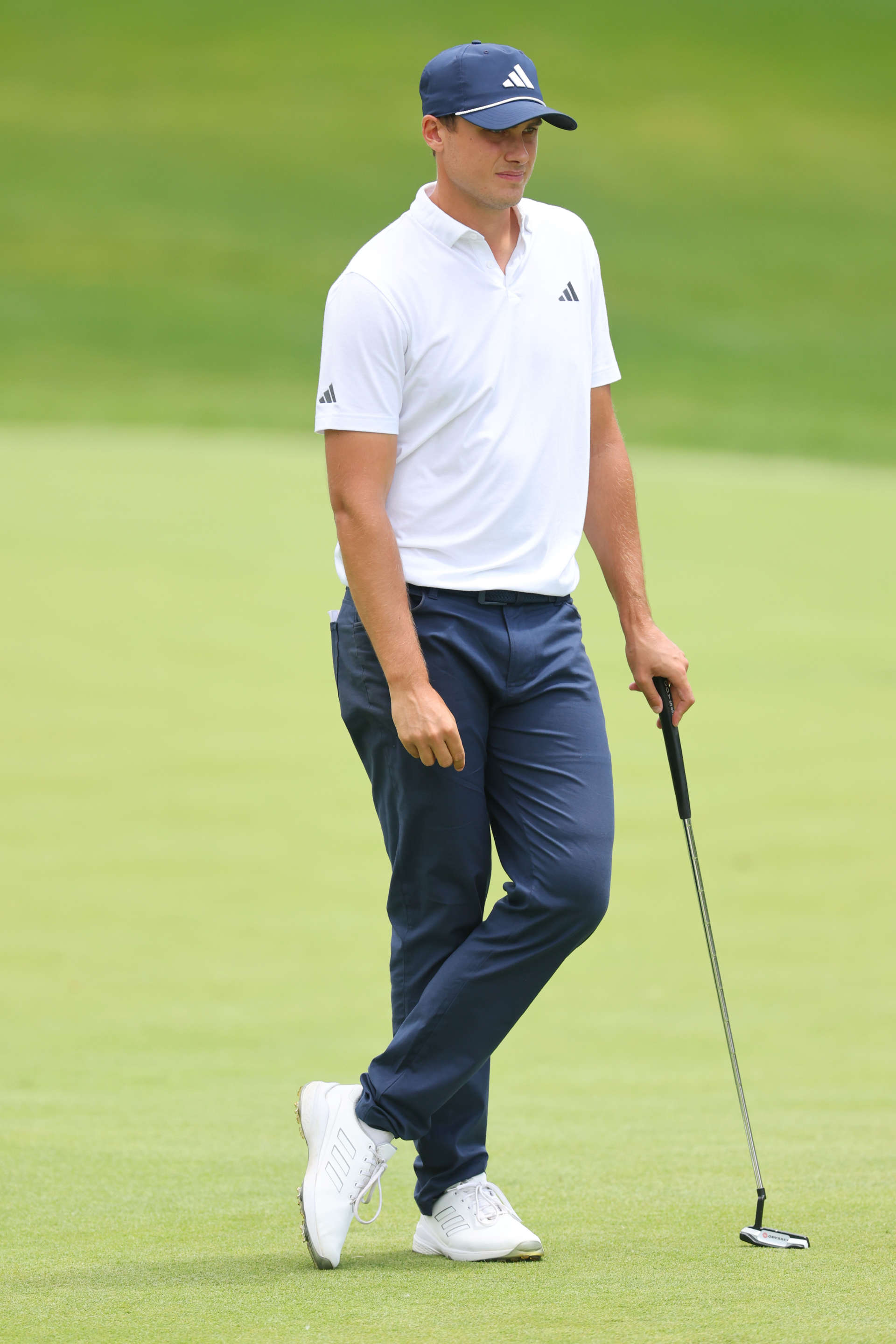 DUBLIN, OHIO - JUNE 07: Ludvig Åberg of Sweden looks on on the fourth green during the second round of the Memorial Tournament presented by Workday at Muirfield Village Golf Club on June 07, 2024 in Dublin, Ohio. (Photo by Michael Reaves/Getty Images)