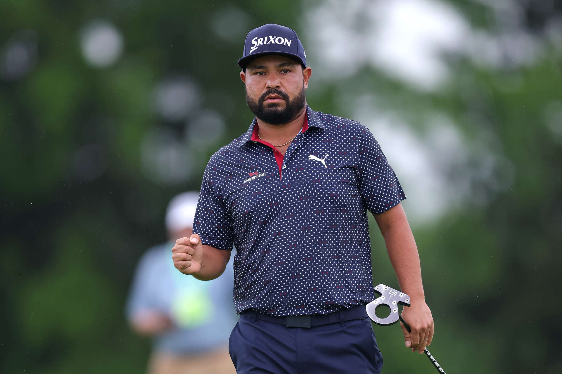 OAKMONT, PENNSYLVANIA – 15. JUNI: J.J. Spaun aus den Vereinigten Staaten reagiert auf seinen Putt auf dem 14. Grün während der Schlussrunde der 125. U.S. Open im Oakmont Country Club am 15. Juni 2025 in Oakmont, Pennsylvania. (Foto von Andrew Redington/Getty Images)