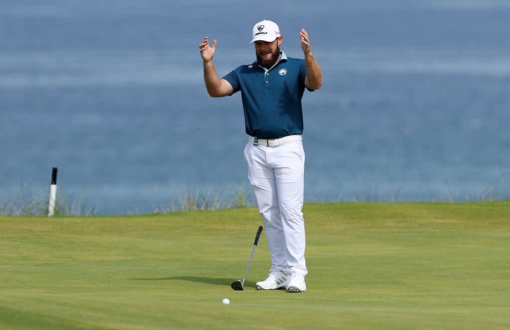 PORTRUSH, NORTHERN IRELAND - JULY 20: Tyrrell Hatton of England reacts to a missed putt on the fifth green during day four of The 153rd Open Championship at Royal Portrush Golf Club on July 20, 2025 in Portrush, Northern Ireland. (Photo by Richard Heathcote/Getty Images)
