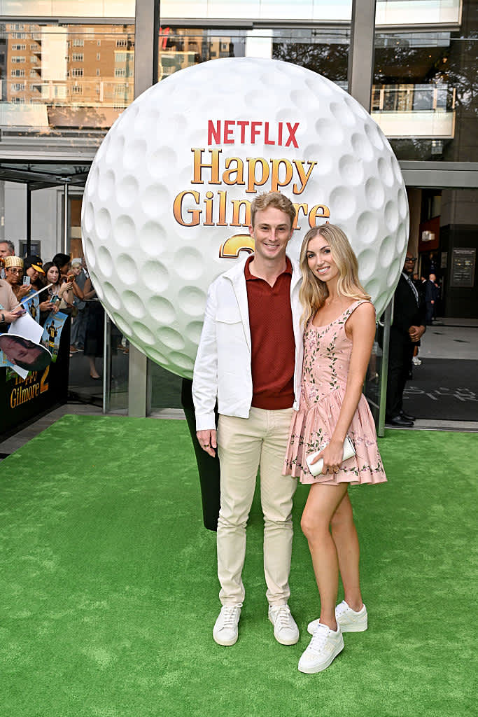 NEW YORK, NEW YORK - JULY 21: Will Zalatoris (L) attends the Happy Gilmore 2 World Premiere at Jazz at Lincoln Center on July 21, 2025 in New York City. (Photo by Roy Rochlin/Getty Images for Netflix)