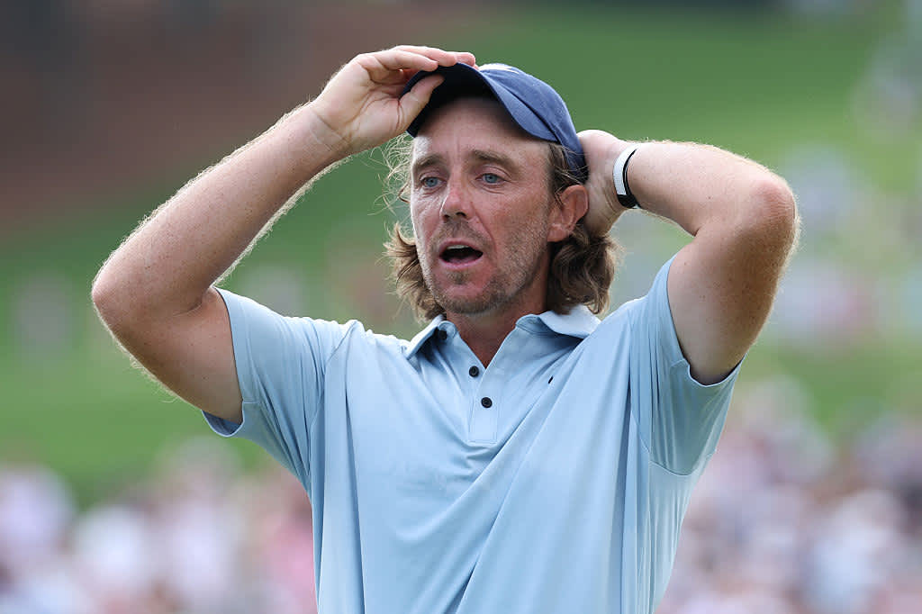 ATLANTA, GEORGIA - AUGUST 24: Tommy Fleetwood of England celebrates on the 18th green after winning the final round of the TOUR Championship 2025 at East Lake Golf Club on August 24, 2025 in Atlanta, Georgia. (Photo by Kevin C. Cox/Getty Images)