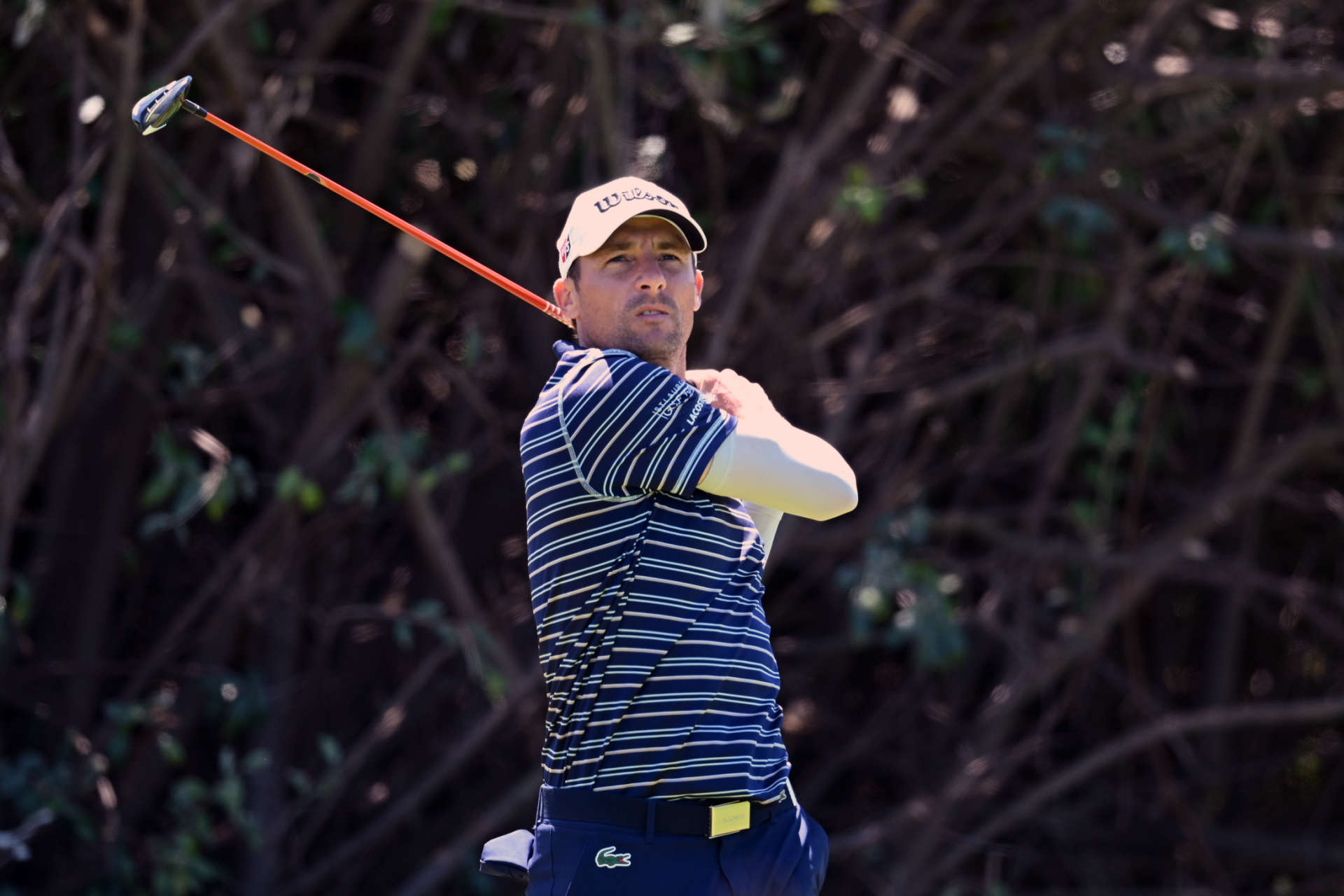 CAPE TOWN, SOUTH AFRICA - FEBRUARY 10: Benjamin Hebert of France plays his shot from the sixth tee during day three of the Bain's Whisky Cape Town Open at Royal Cape Golf Club on February 10, 2024 in Cape Town, South Africa. (Photo by Johan Rynners/Getty Images)