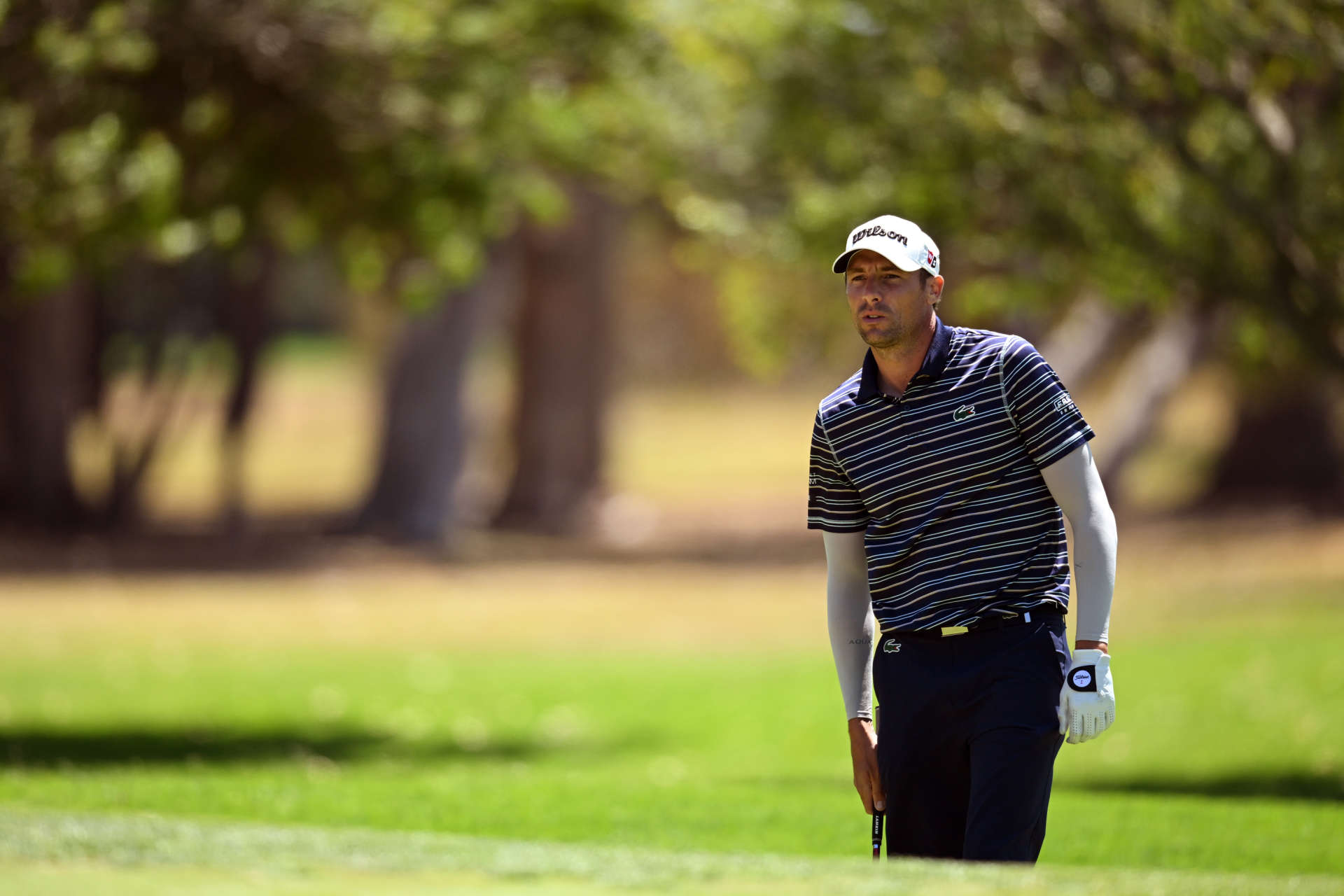 CAPE TOWN, SOUTH AFRICA - FEBRUARY 10: Benjamin Hebert of France lines up a shot on the fifth during day three of the Bain's Whisky Cape Town Open at Royal Cape Golf Club on February 10, 2024 in Cape Town, South Africa. (Photo by Johan Rynners/Getty Images)