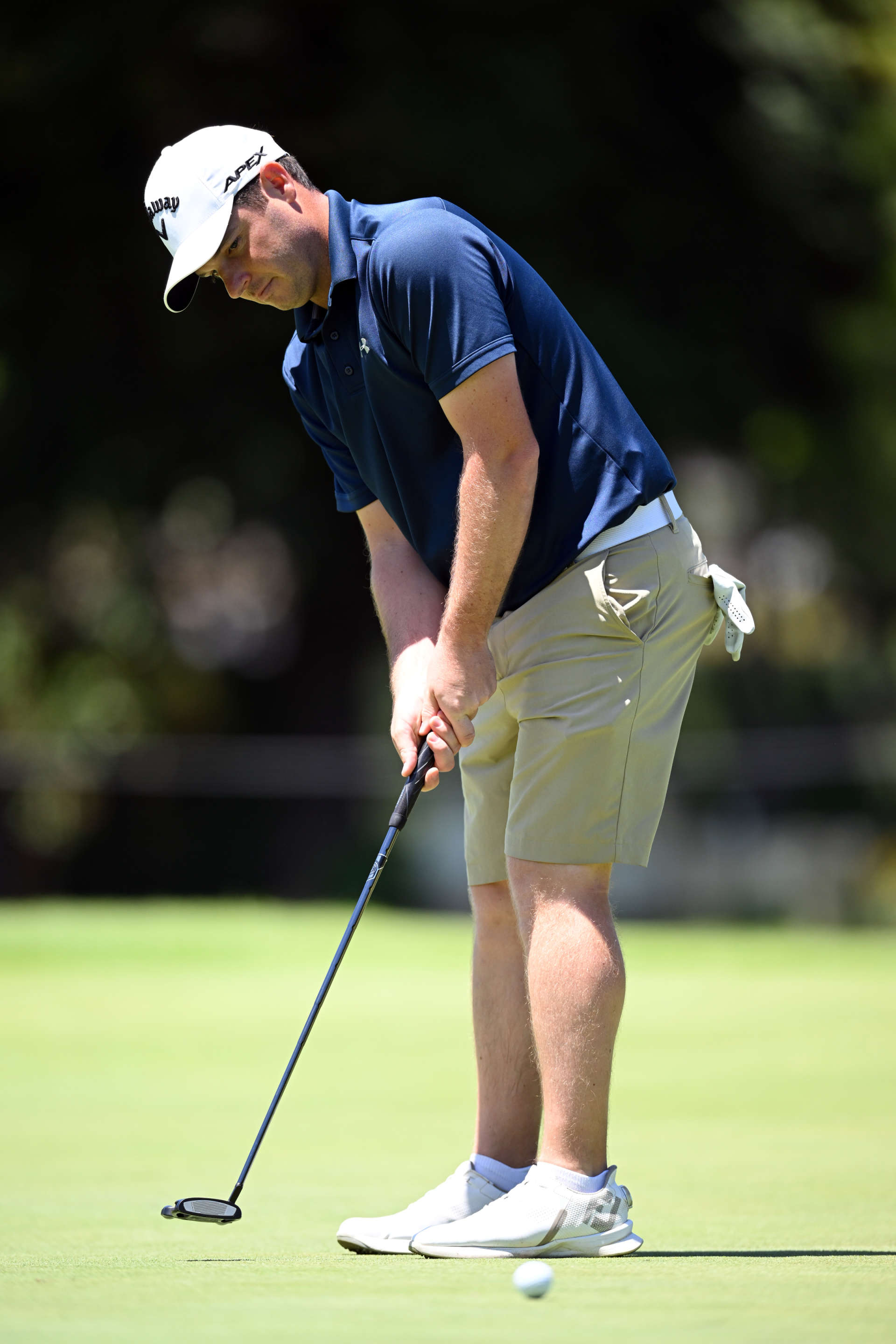 CAPE TOWN, SOUTH AFRICA - FEBRUARY 10: Sam Hutsby of England putts on the fifth green during day three of the Bain's Whisky Cape Town Open at Royal Cape Golf Club on February 10, 2024 in Cape Town, South Africa. (Photo by Johan Rynners/Getty Images)