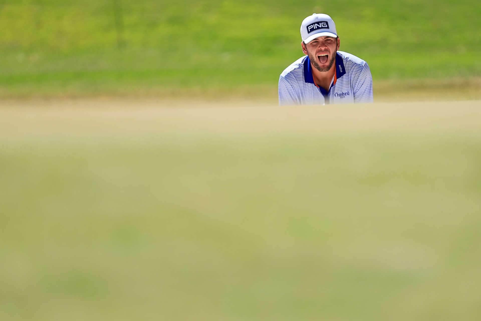 SANTIAGO, CHILE - MARCH 10: Logan McAllister of the United States prepares to play a shot on the 2nd hole during the final round of the Astara Chile Classic presented by Scotiabank at Prince of Wales Country Club on March 10, 2024 in Santiago, Chile. (Photo by Buda Mendes/Getty Images)