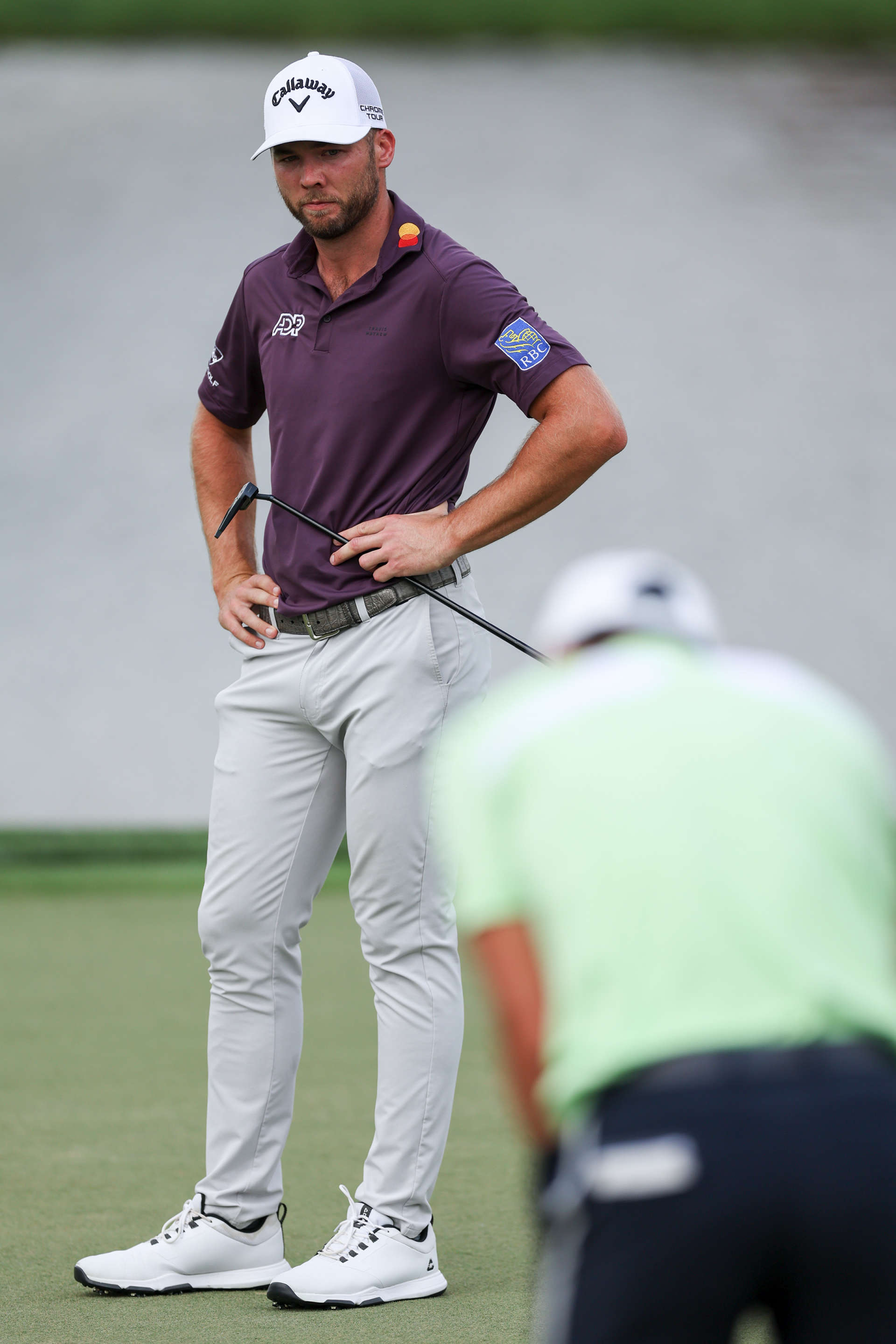 ORLANDO, FLORIDA - MARCH 09: Sam Burns of the United States looks on while playing the eighth hole during the third round of the Arnold Palmer Invitational presented by Mastercard at Arnold Palmer Bay Hill Golf Course on March 09, 2024 in Orlando, Florida. (Photo by Brennan Asplen/Getty Images)