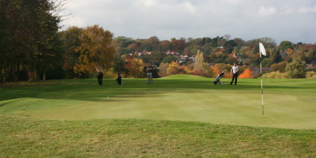 Group of golfers on the course in a stableford competition