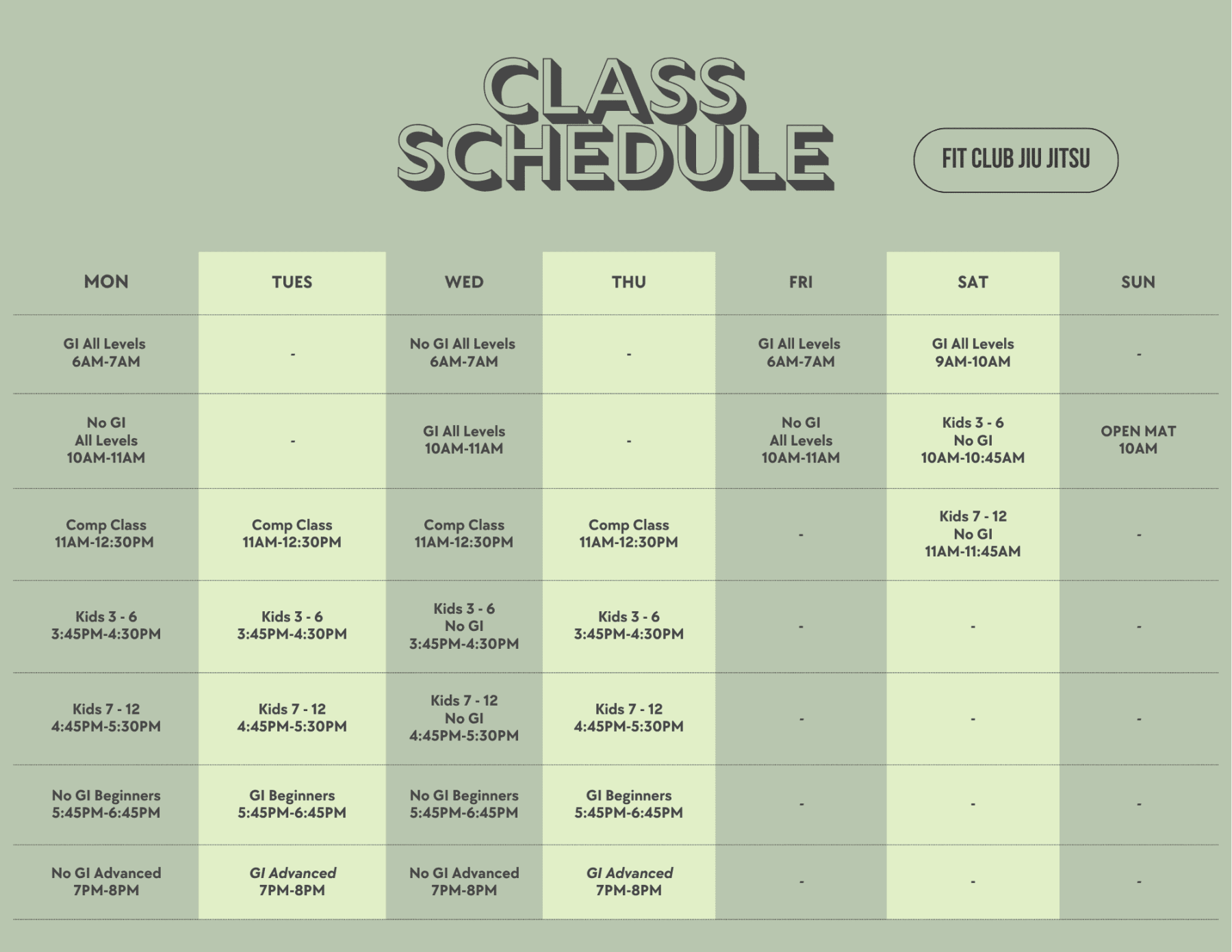 First Class is always free! Just come in a few minutes before class! We'll take care of the rest!