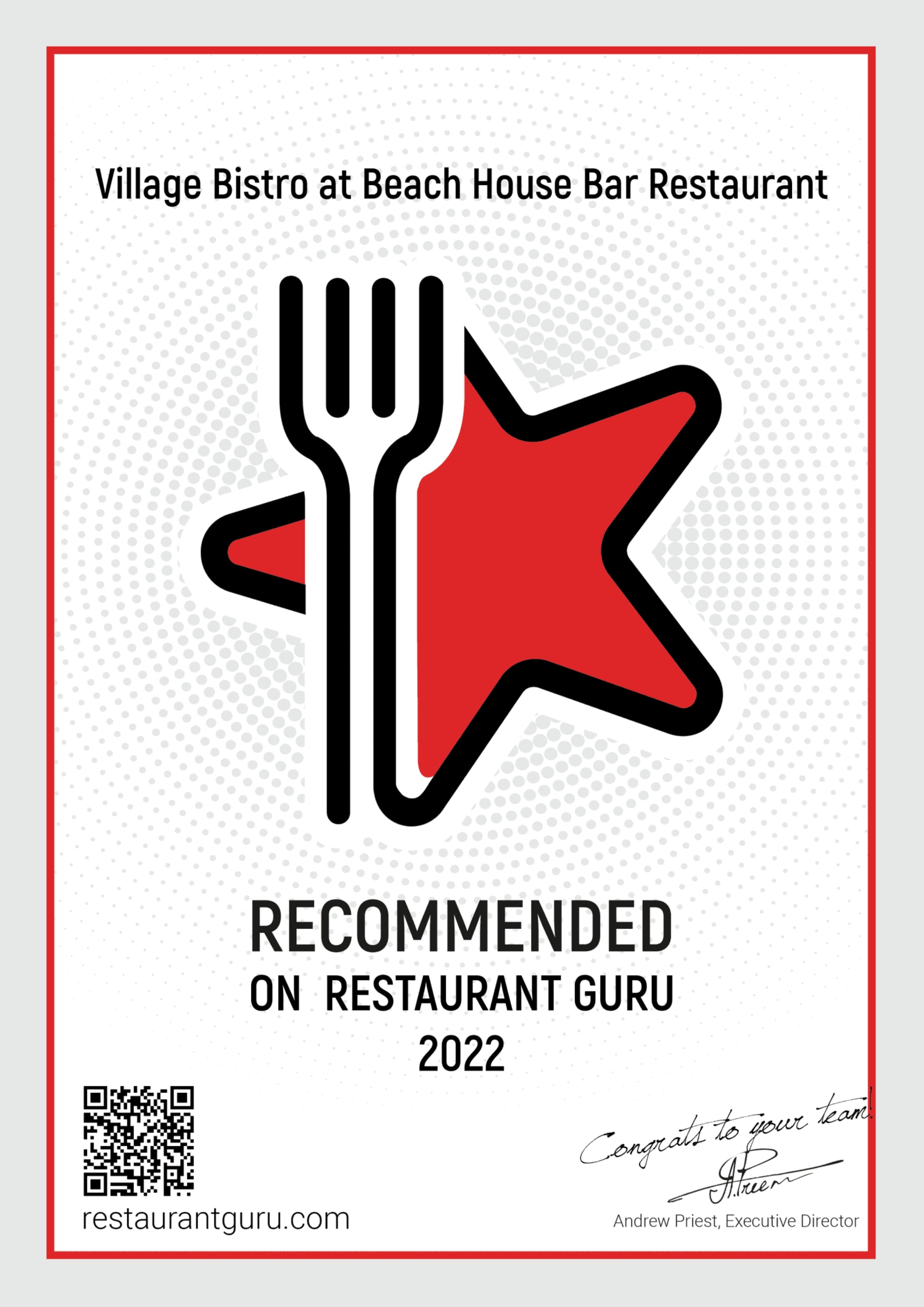 Village Bistro Recommended on Restaurant Guru 2022