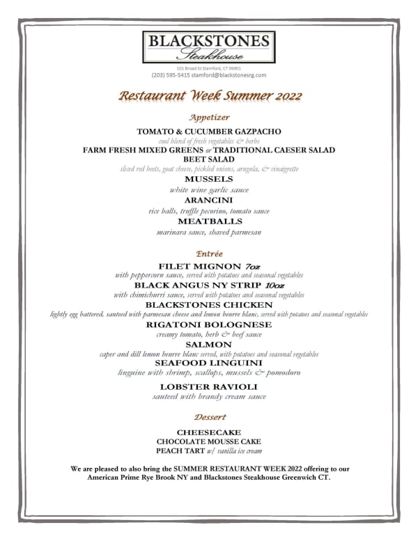 Blackstones Steakhouse Stamford GoNation