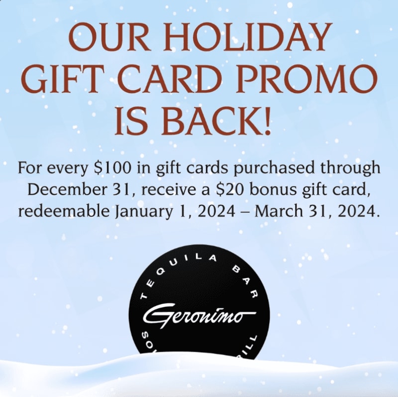 GIFT CARDS  Geronimo Hospitality Group