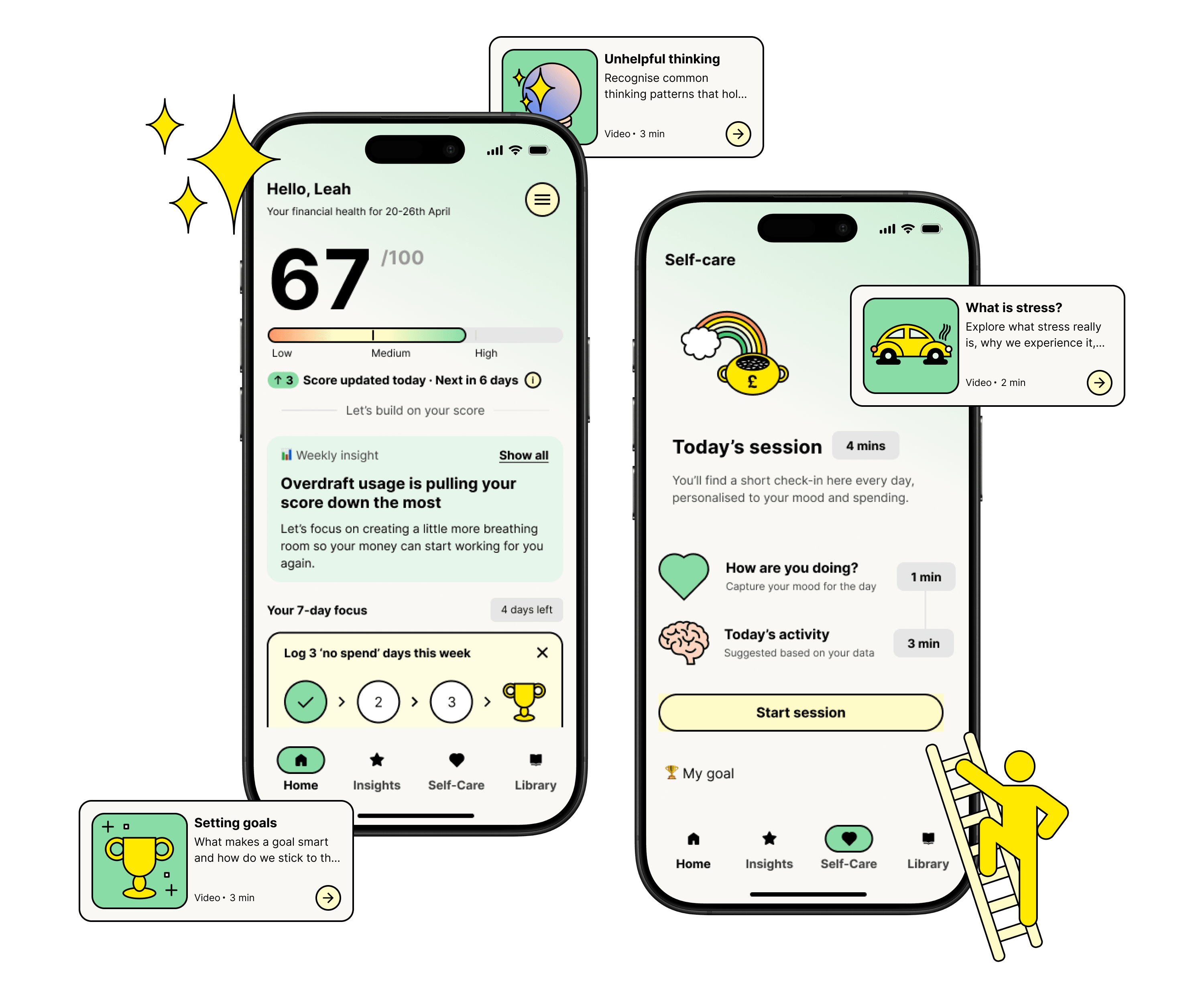 Good With app screens: Overview & Self-Care
