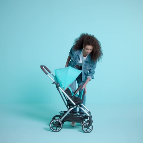 Cybex - Poussette Compacte et Rotative Eezy S Twist+2 - Châssis Silver et  Siège Beach Blue - système de rotation 360°