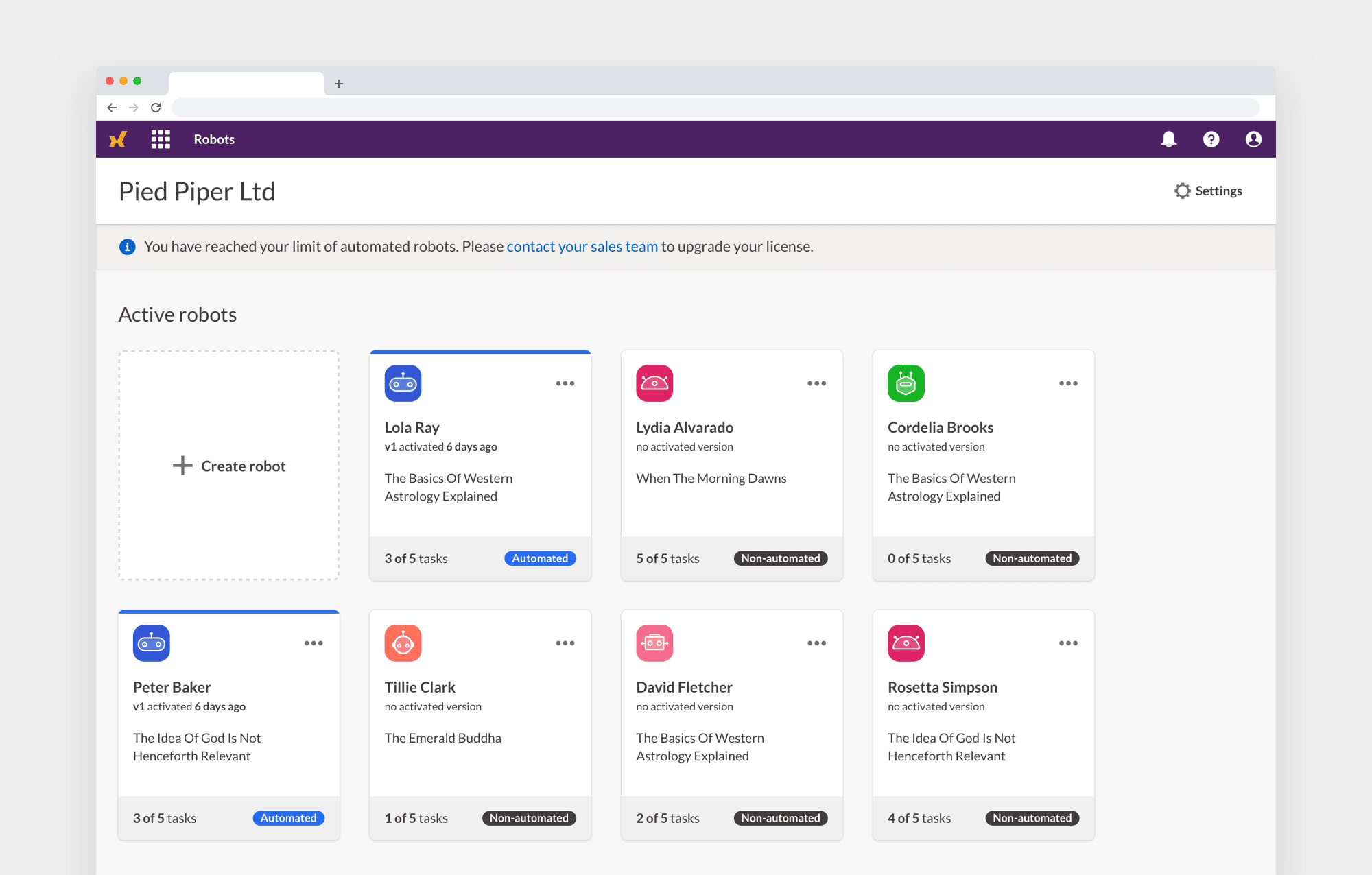 HighBond Robots Dashboard