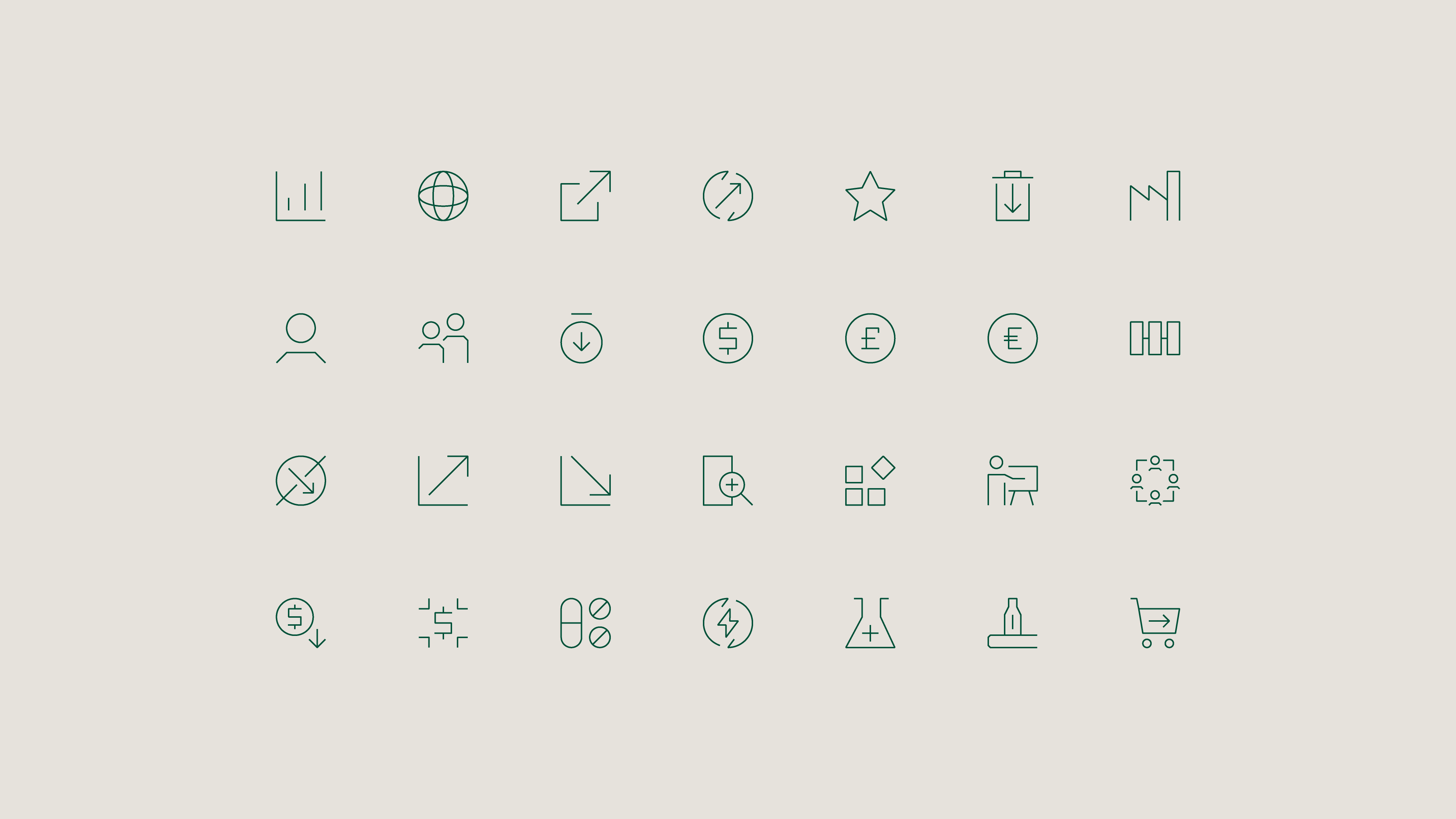 Set of icons in a single line icon style