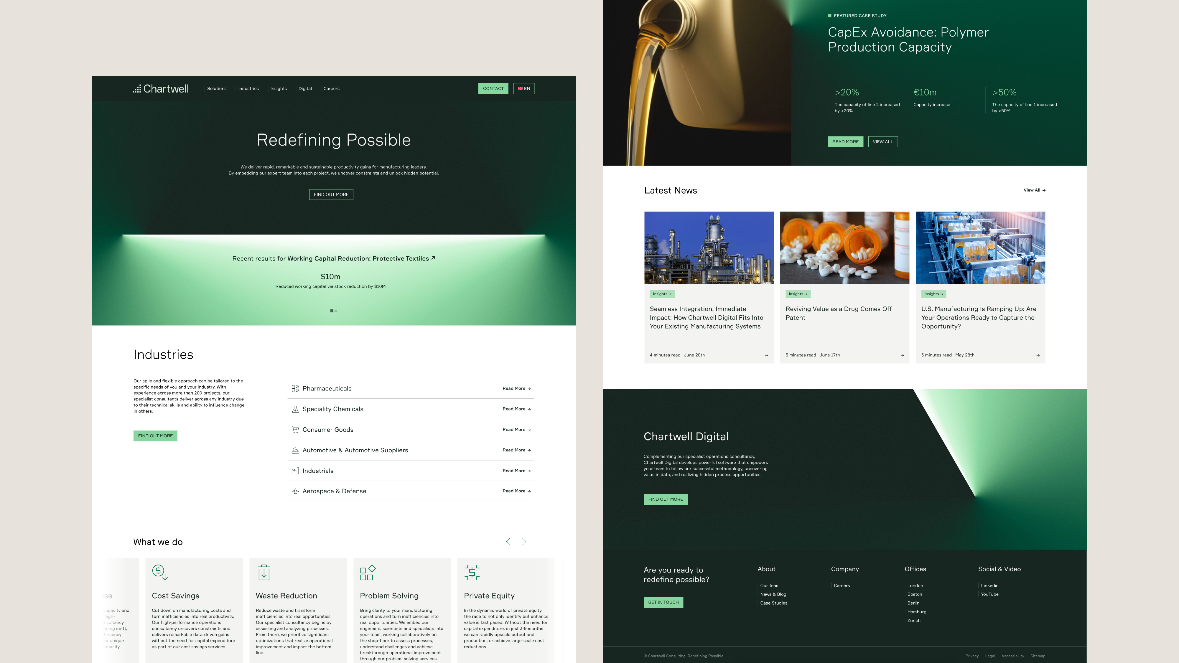 Desktop website design for the new Chartwell homepage
