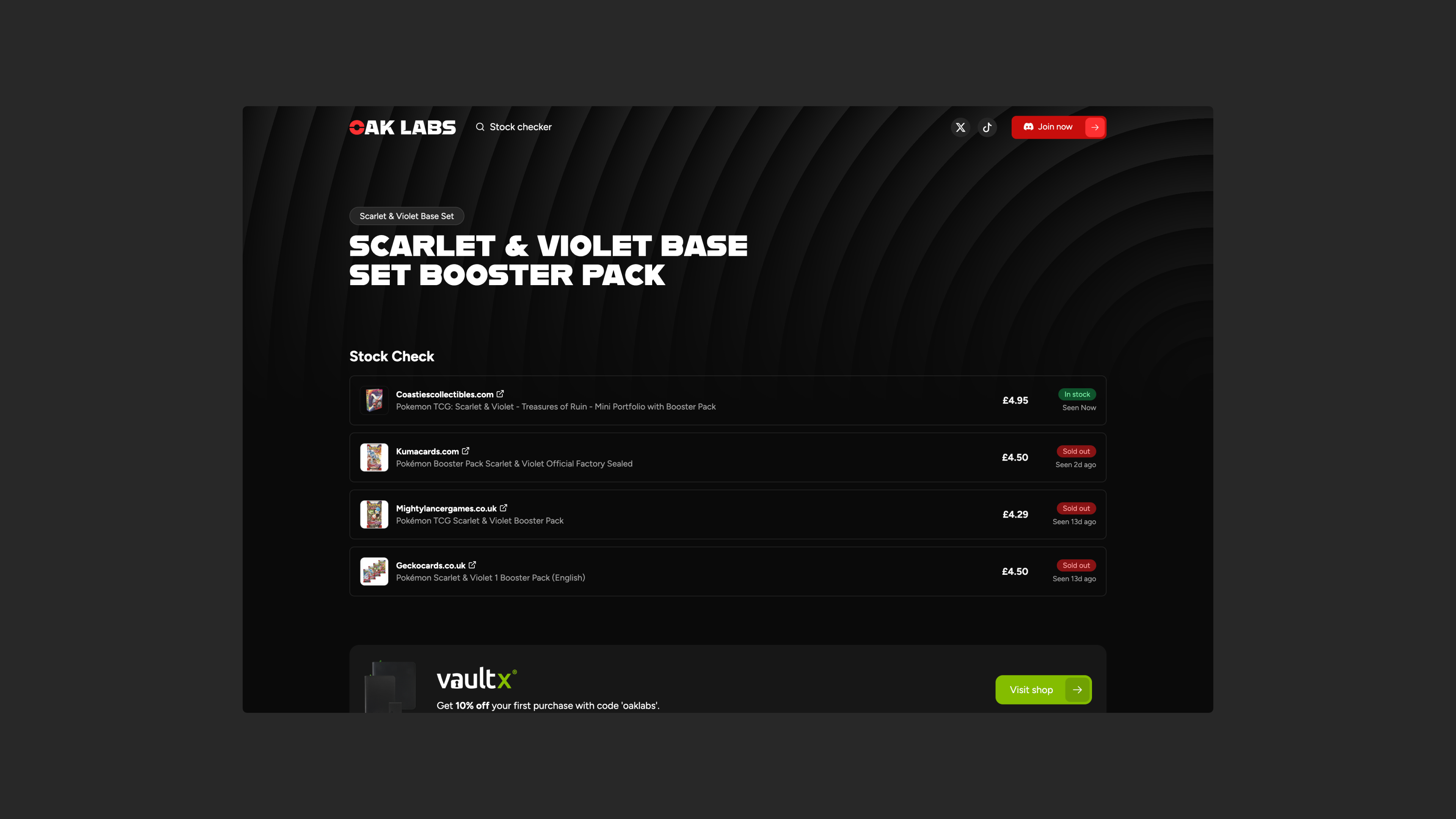 Product page design showing retailers