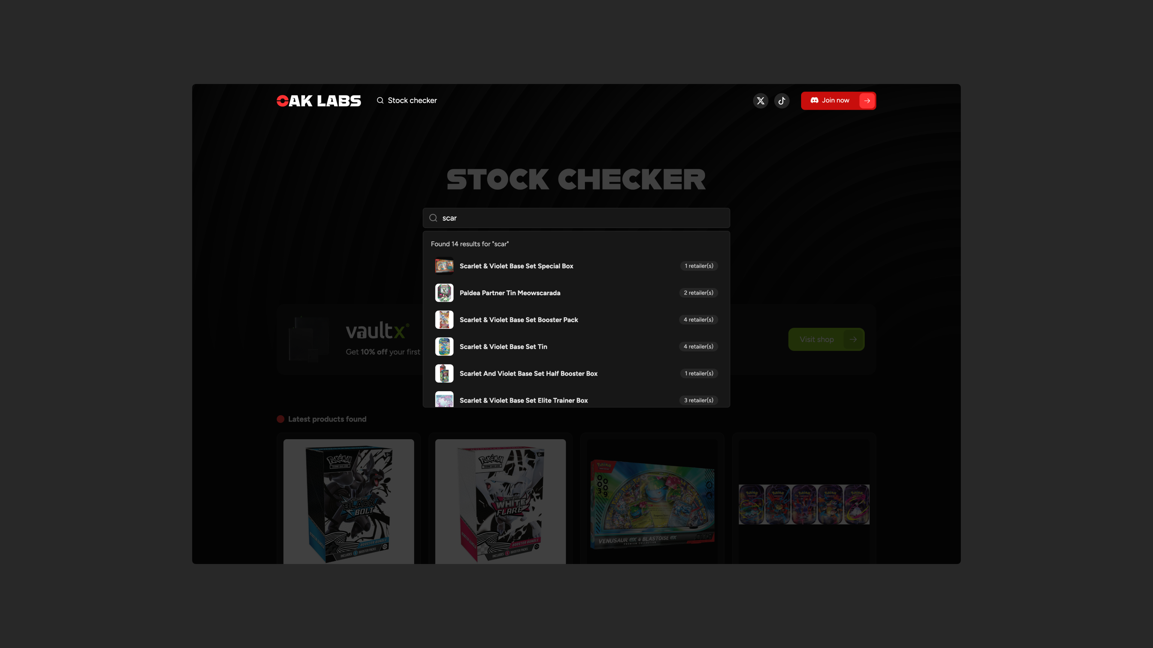 Stock checker search results design