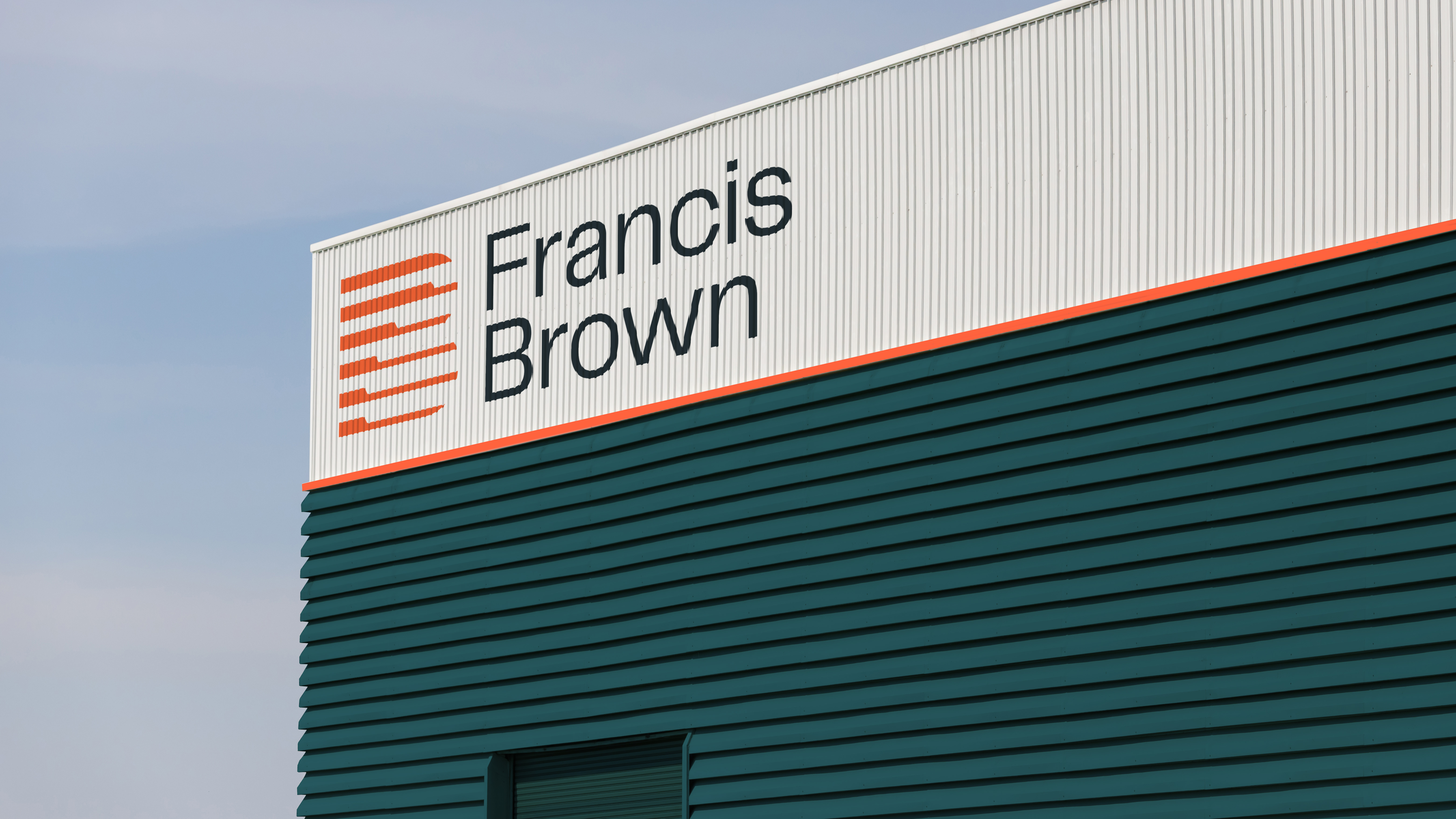 The new Francis Brown logo on the exterior of a warehouse