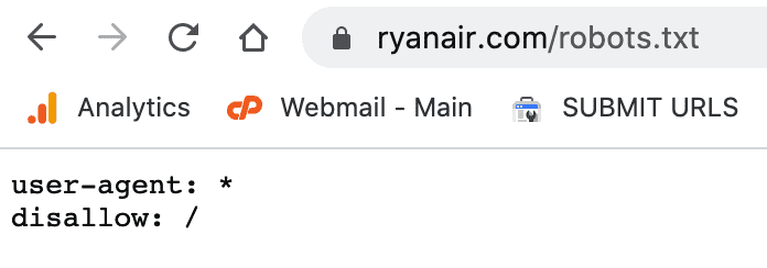 ryanair website seo