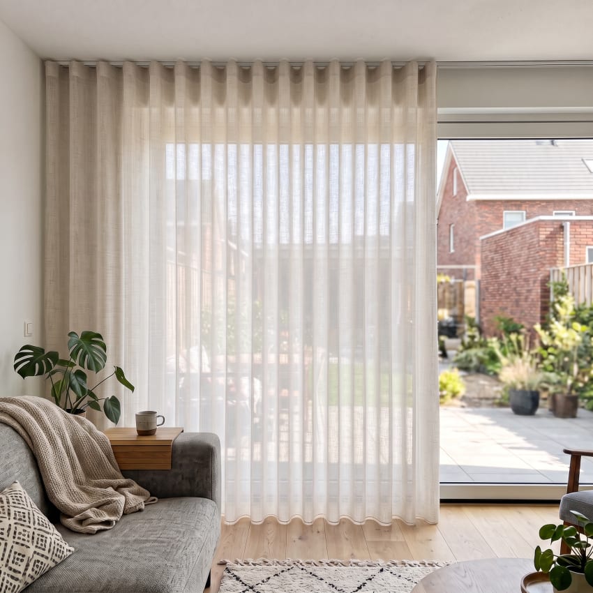 Elin gordijnstof, voorbeeld in Inbetween Elin Naturel