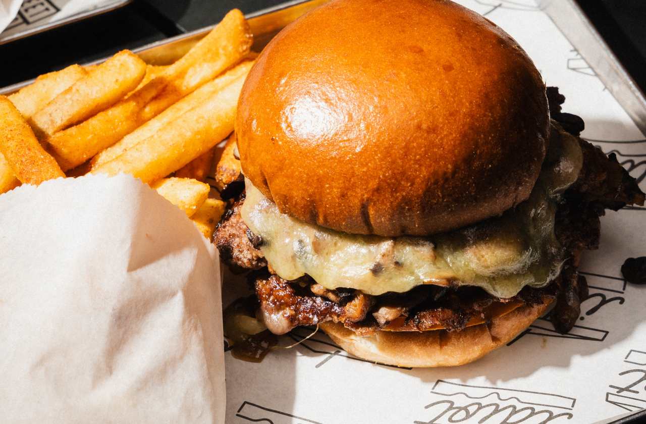 A burger and fries at Street Burger.