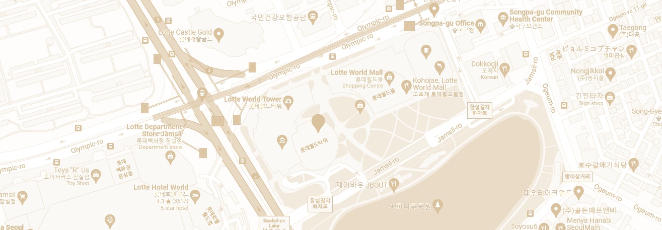 Map showing location of Korean restaurant