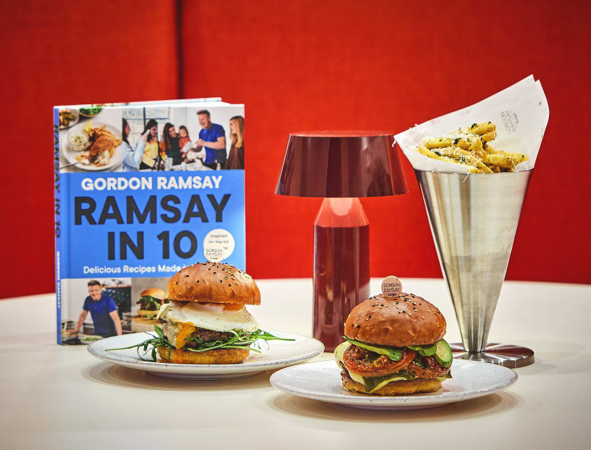 Two burgers, chips and Gordon Ramsay in 10 book