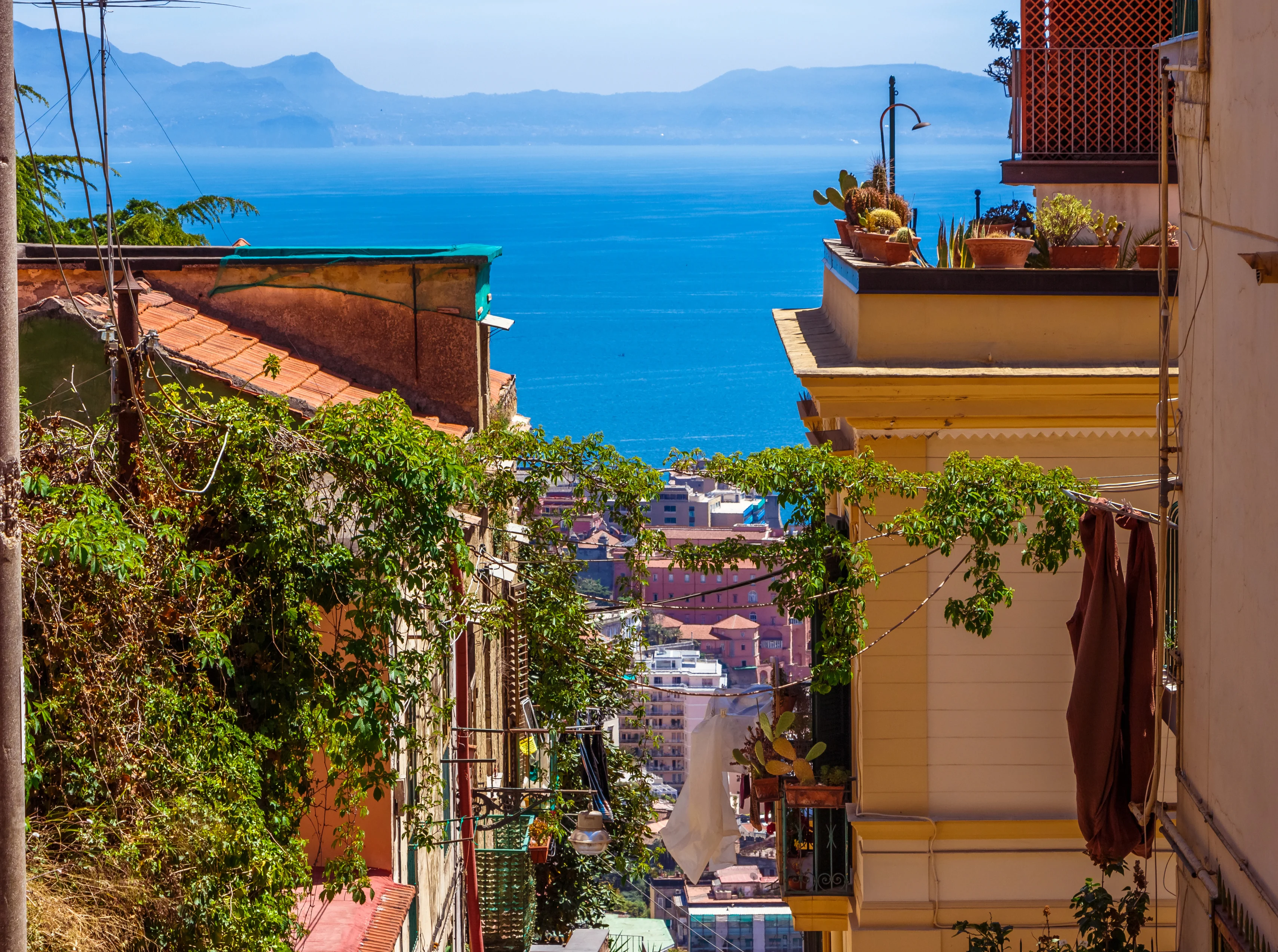 Street in Naples with the Ocean Beyond
