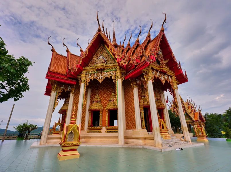 Red and Orange Temple in Kanchanaburi