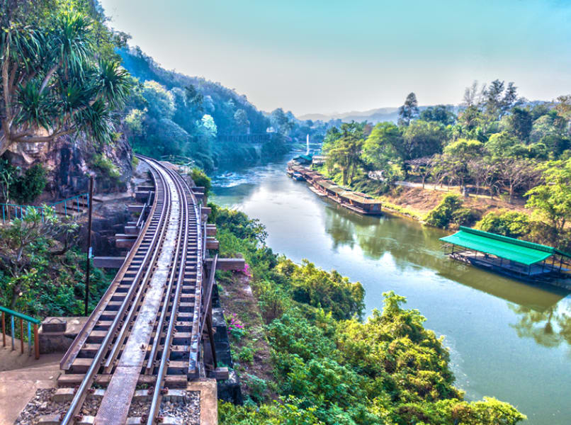 railway and river in kanchanaburi