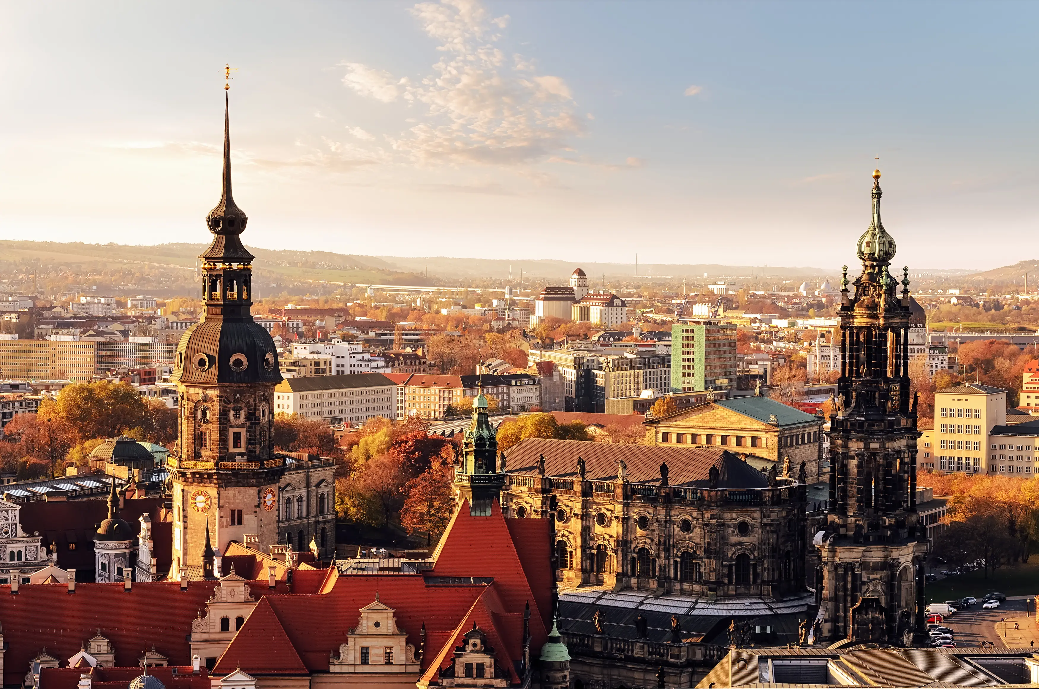 Rooftops in Dresden at Sunset