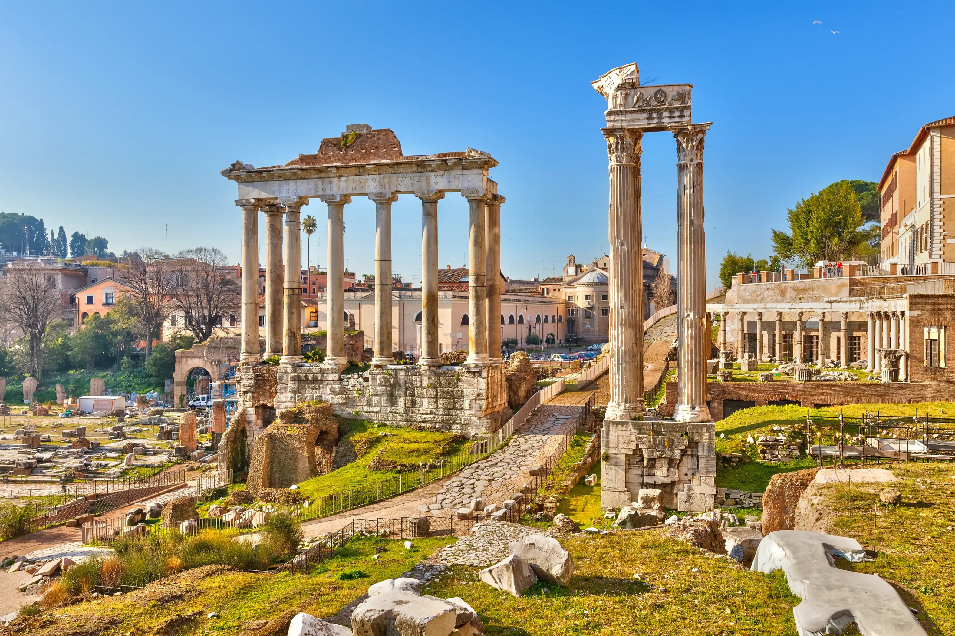 Ruins at the Roman Forum in Rome Italy