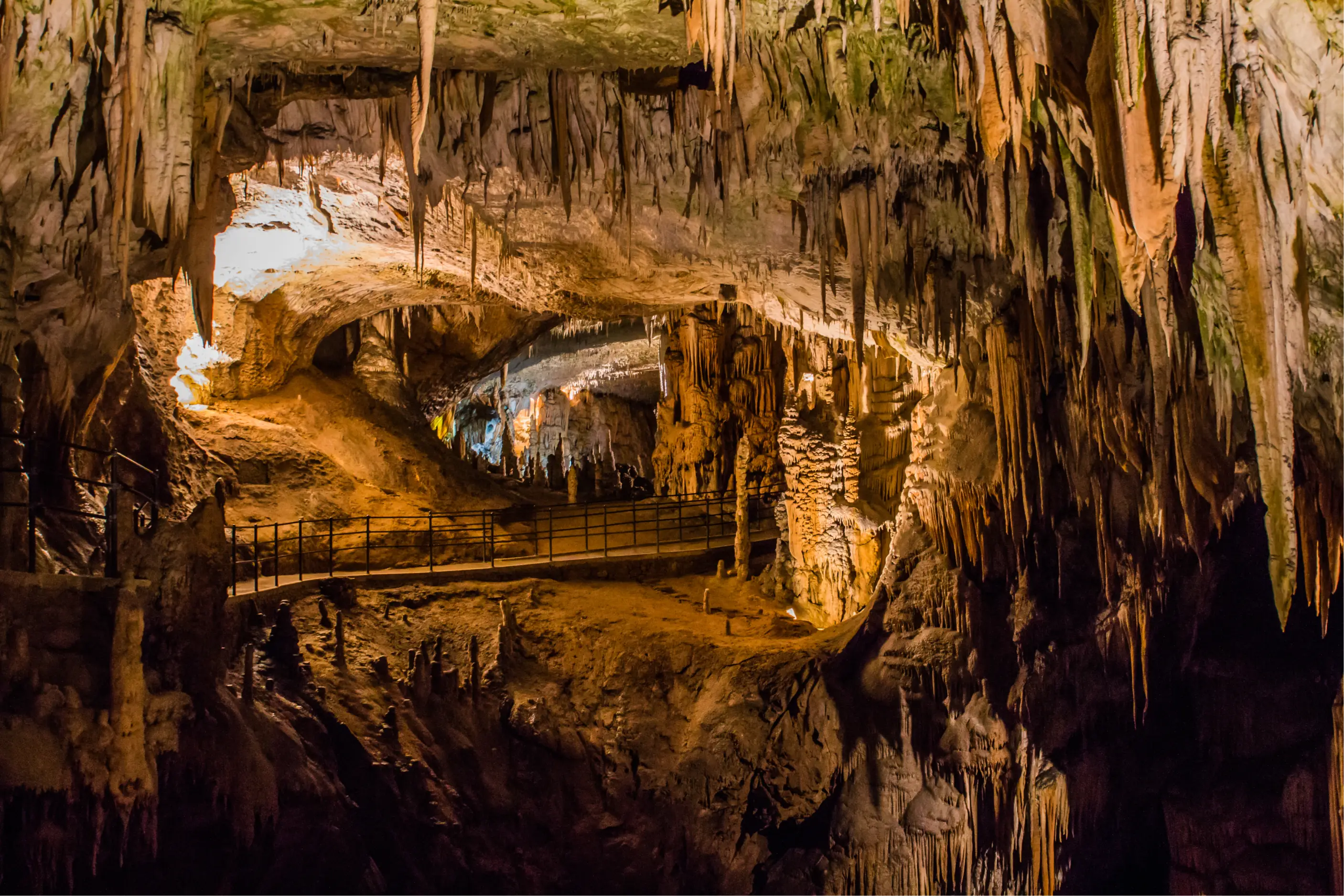 Cave with Many Limestone Stalactites 
