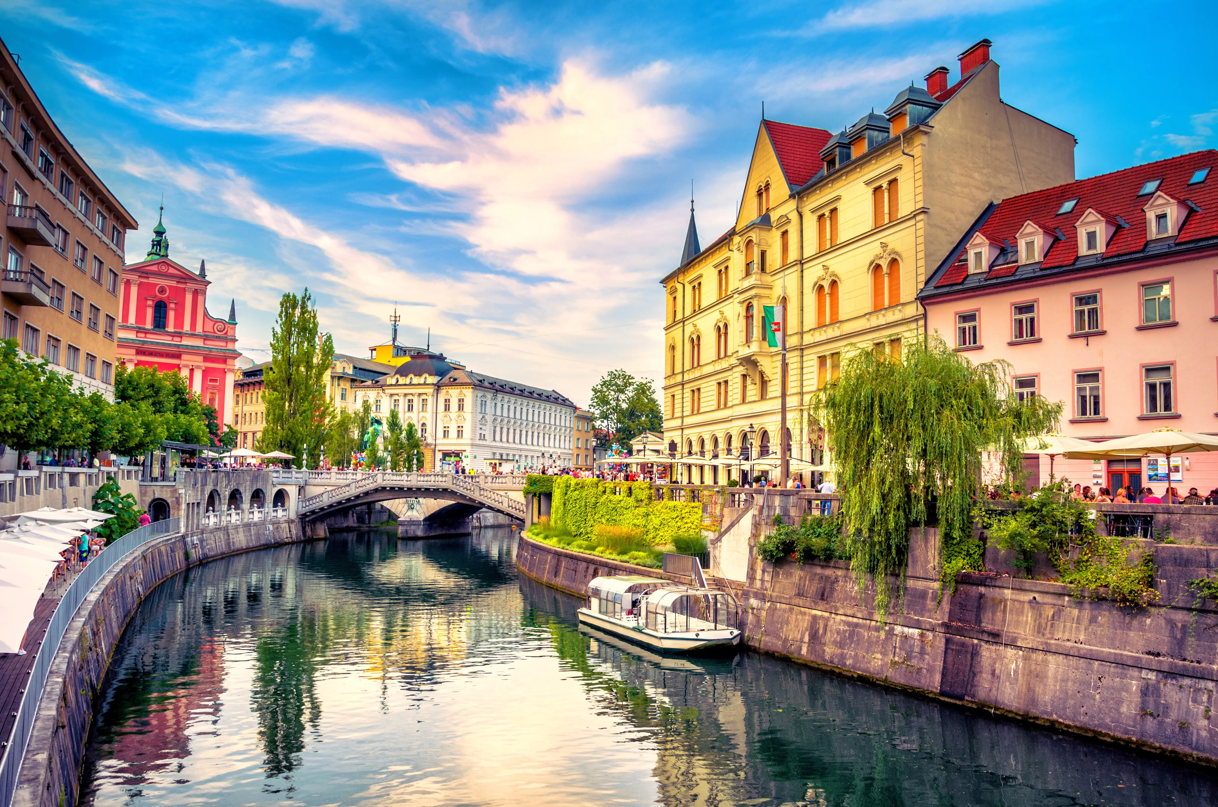 River with Colorful Houses on the Bank