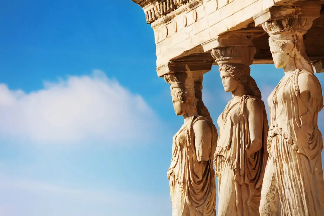 closeup of caryatids from the acropolis