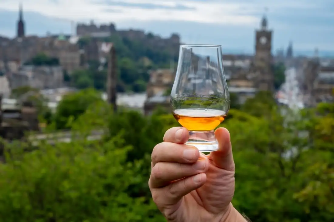 whisky detail with view from calton hill