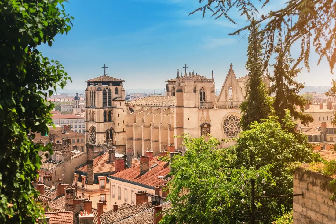 jean baptiste church with view of city