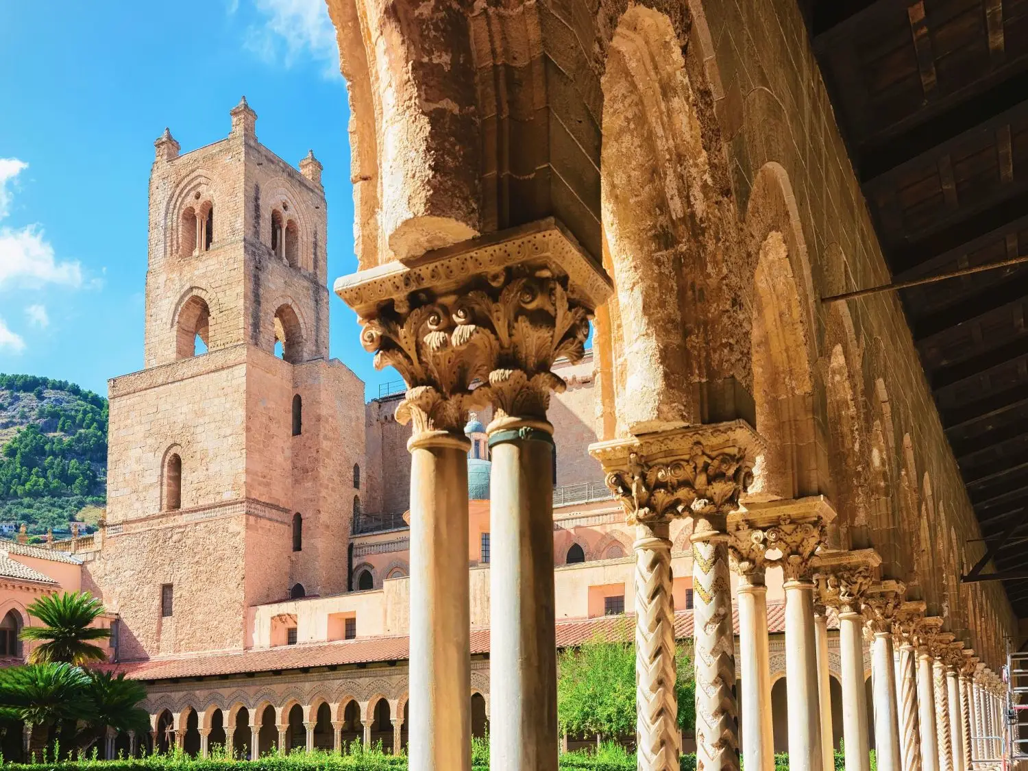 Courtyard of Monreale Cathedral near Palermo Sicily