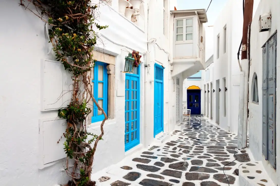 narrow white street 