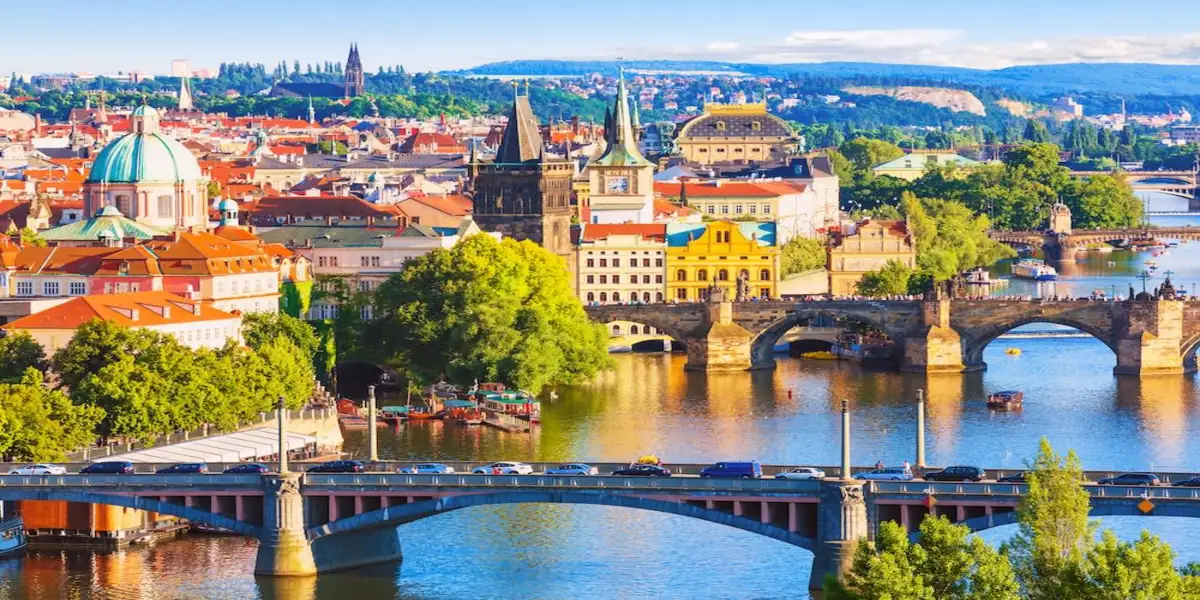 Charles Bridge and Vltava River in Prague