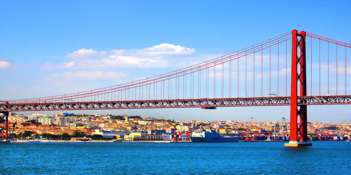 lisbon 25 de Abril bridge with city in background