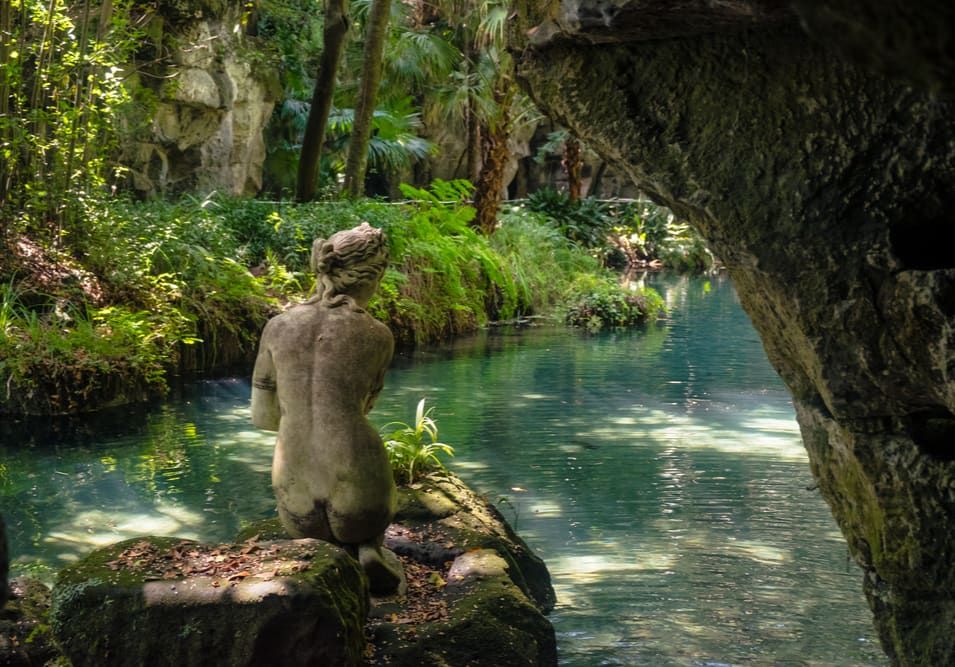 A Statue in a Water Garden at the Royal Palace in Caserta