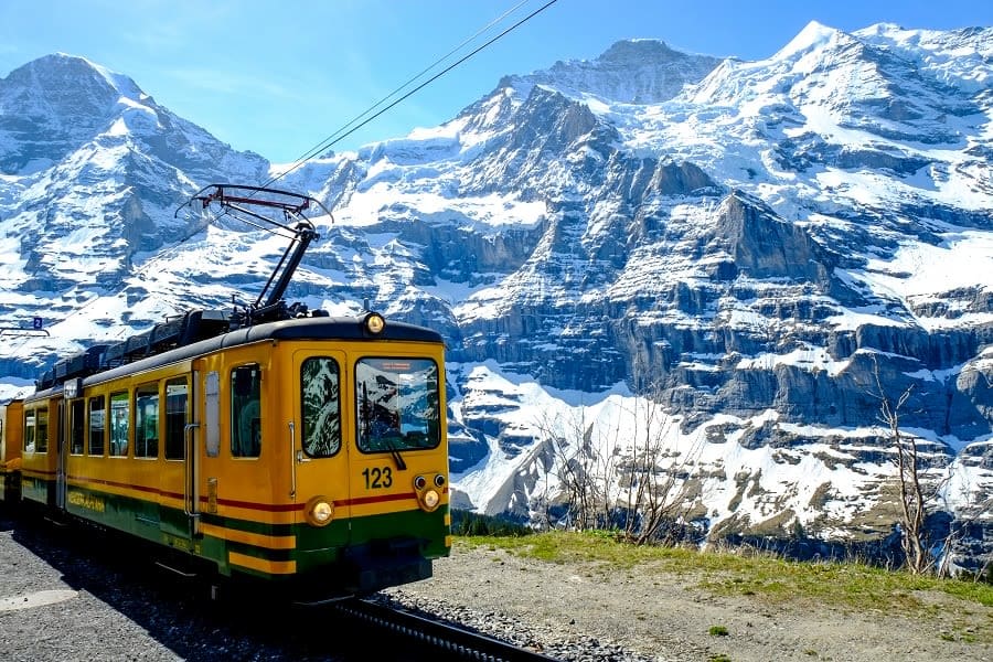Swiss Cogwheel Train in Alps