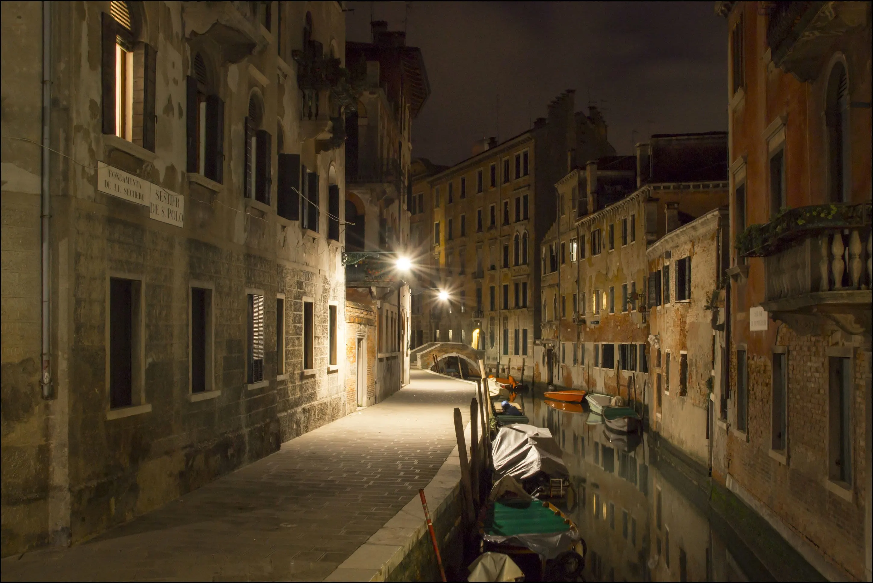 The San Polo district in Venice in the evening
