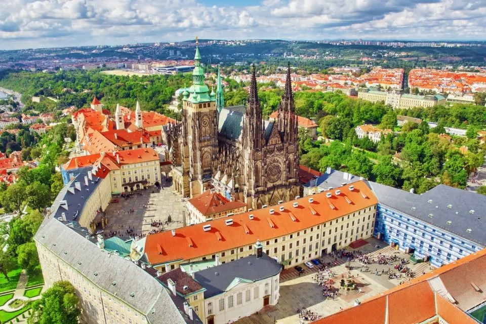 Overhead view of the Prague Castle complex