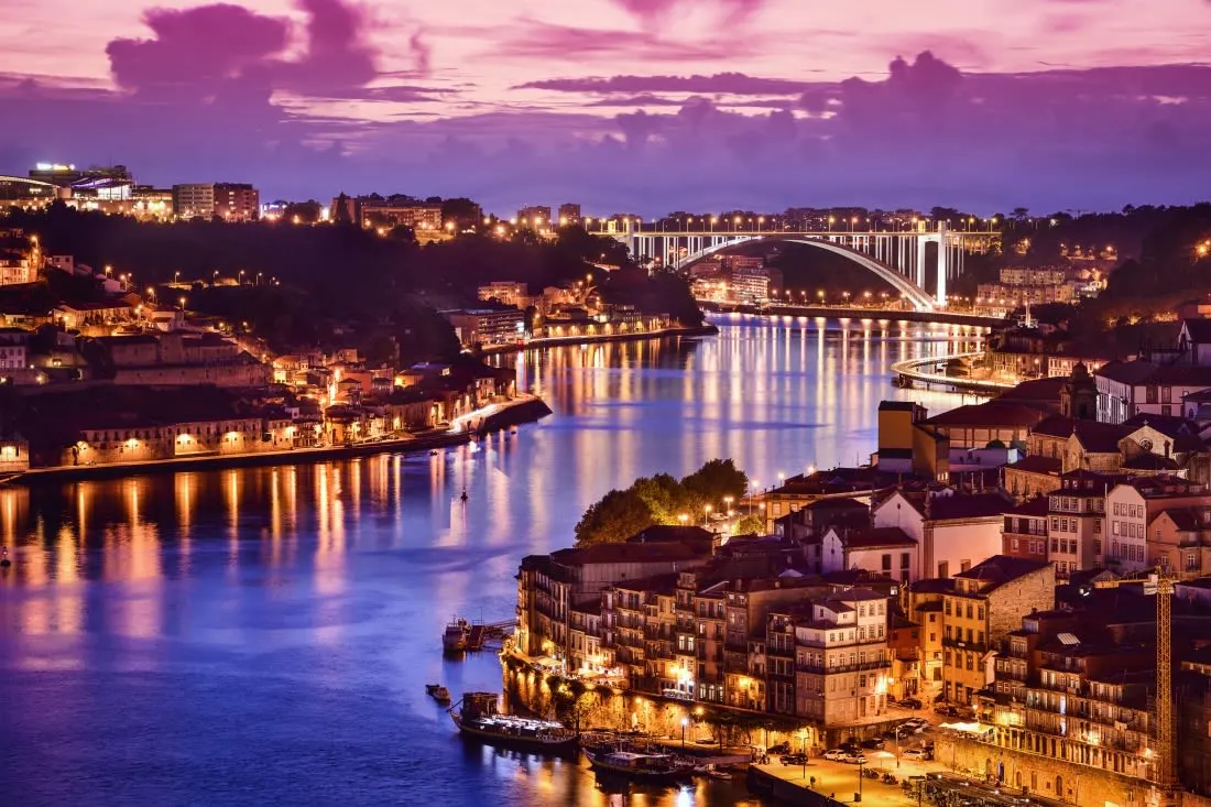 porto aerial river at night