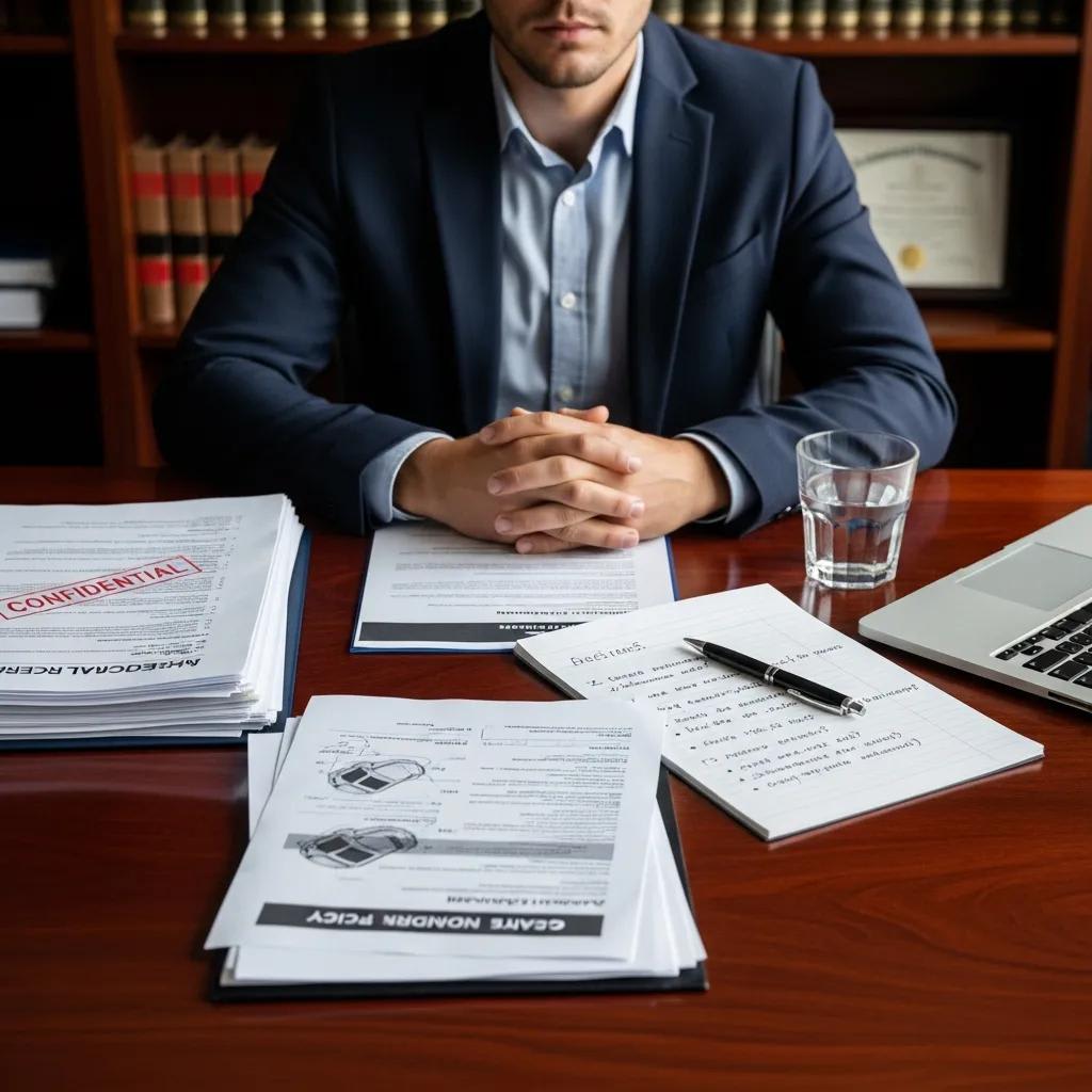 Client preparing documents for personal injury attorney consultation